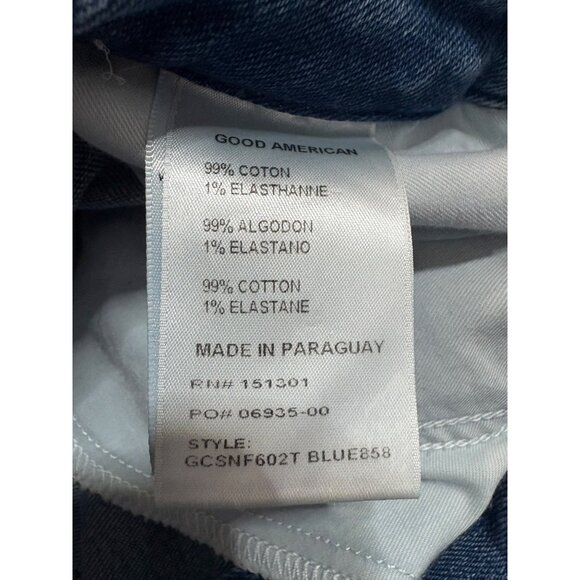 Good American Good Curve Straight Jeans Natural Fray Hem Blue 858-sz 30 - Picture 8 of 9